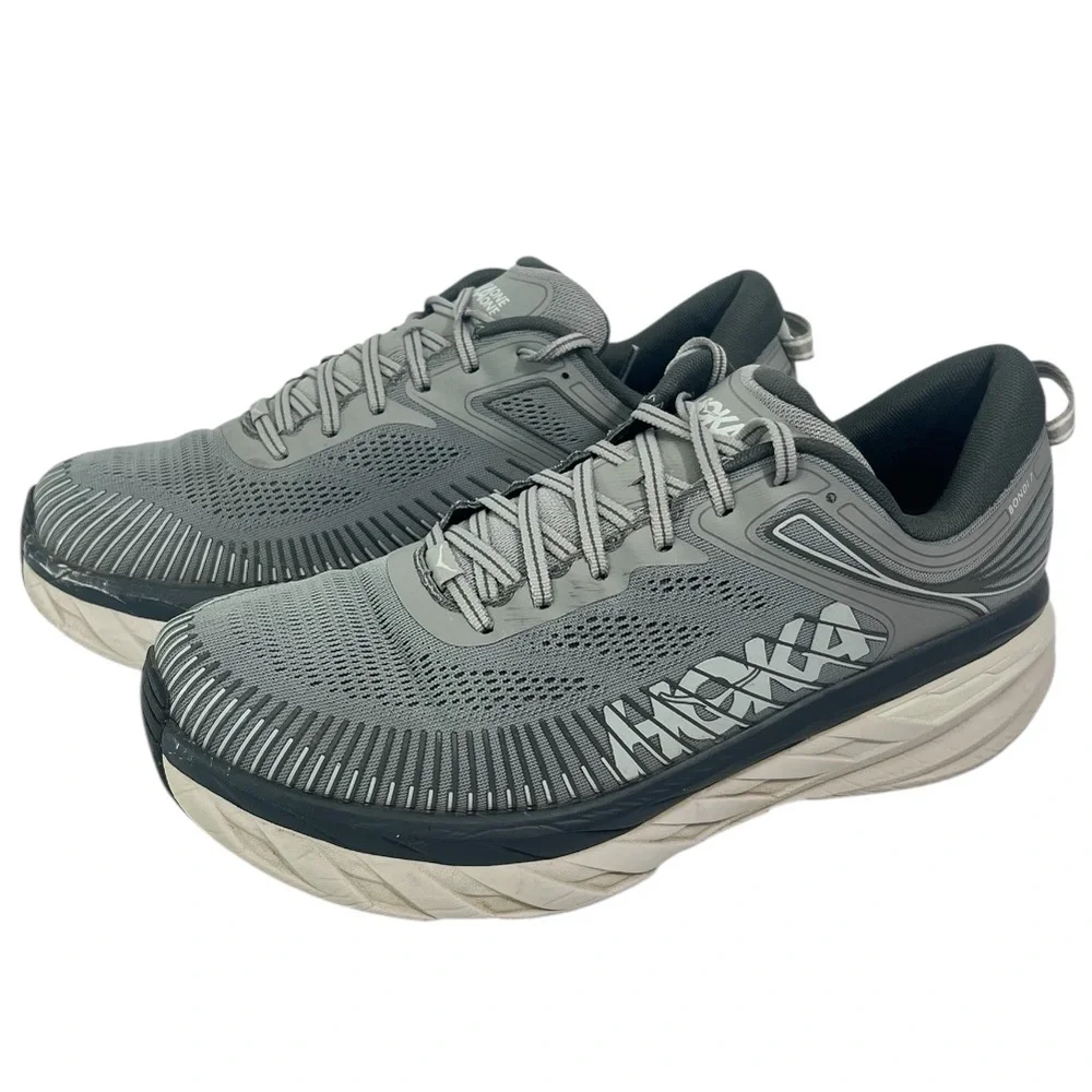 13EE Wide HOKA Bondi 7 Running Trainers/Shoes Gray 1110530 WDDS